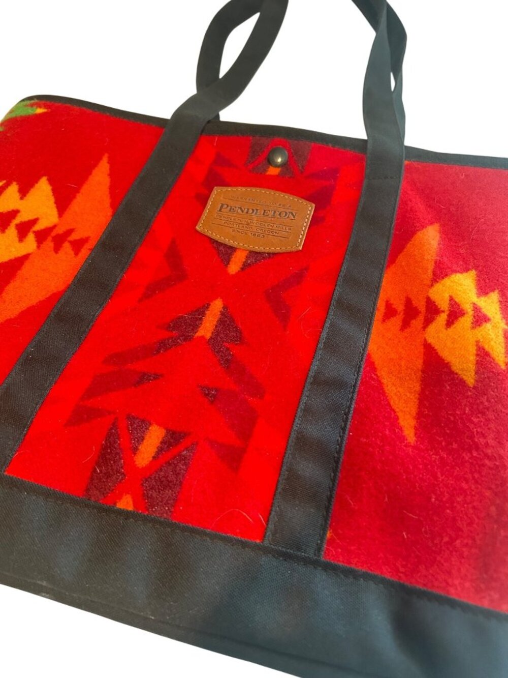 Vintage Pendleton Aztec Red Tote Bag Made In USA 18"×13" - Picture 2 of 4